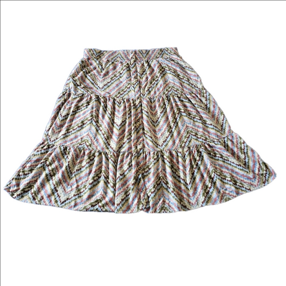 Sonoma Multicolor Chevron Pattern Midi Skirt Tiered  Womens XL - Picture 2 of 12